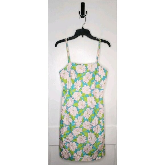 Lauren Ralph Lauren Dresses & Skirts - VTG Lauren Ralph Lauren Blue Pink Green Floral Sun Dress Sz 6 Cotton Preppy Y2K